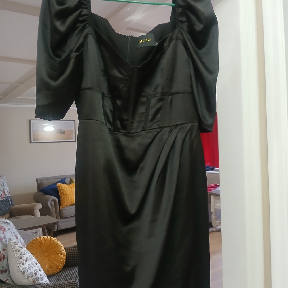 DO+BE Black Satin Long Sleeve Dress